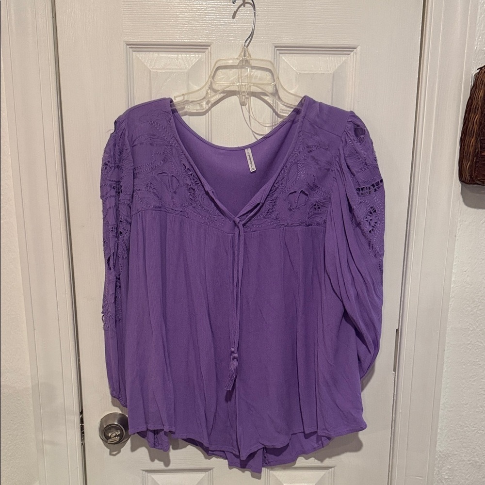 Passport Purple Lace Detail Blouse